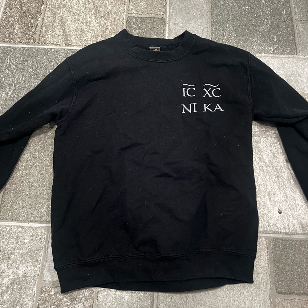 IC XC NIKA Orthodox Christian Sweatshirt Black Unisex  Jesus Christ Conquers
